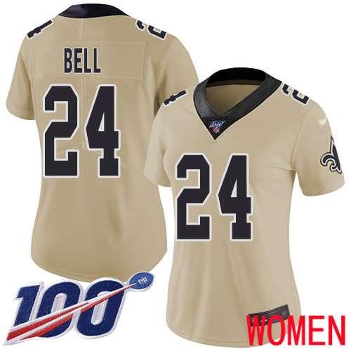 New Orleans Saints Limited Gold Women Vonn Bell Jersey NFL Football #24 100th Season Inverted Legend Jersey